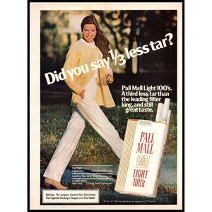 1981 Pall Mall Light Cigarettes Vintage Print Ad Woman Walking Sweater Wall Art